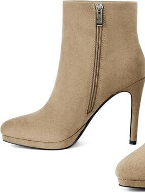 Ankle Boots for Women Round Toe Stiletto Heel Platform Booties